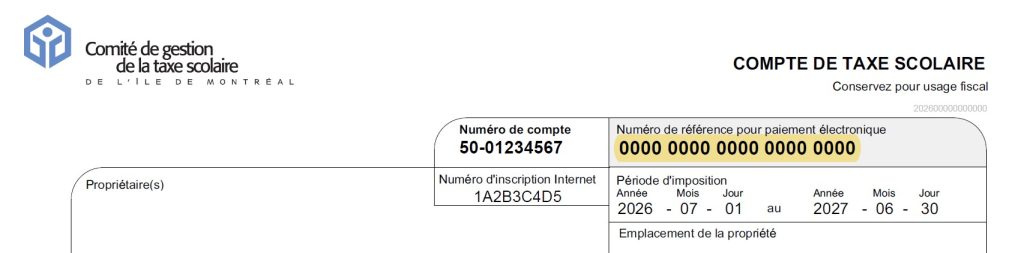 Compte de taxe scolaire